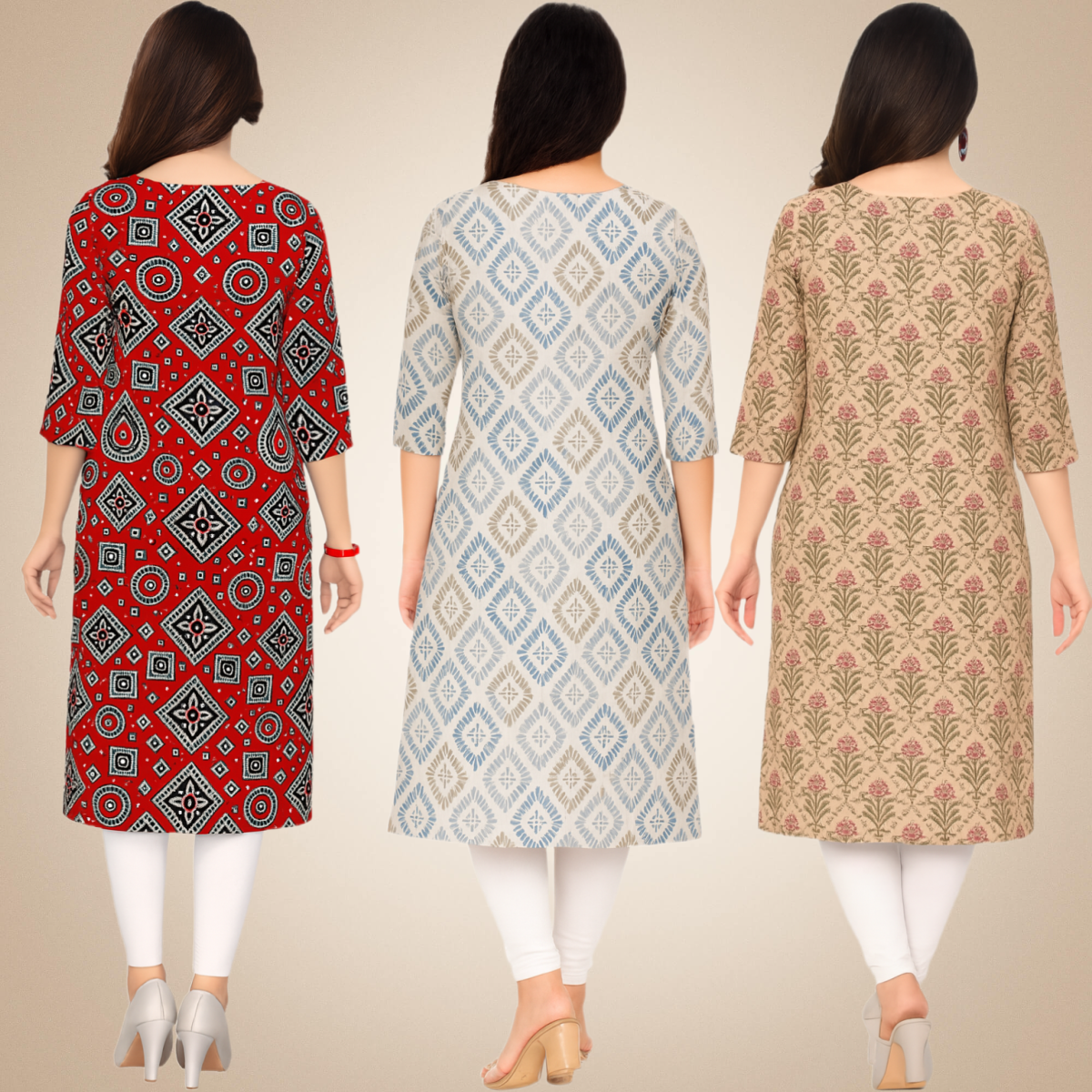Alluring Printed Combo Kurtis (Pack of 3)