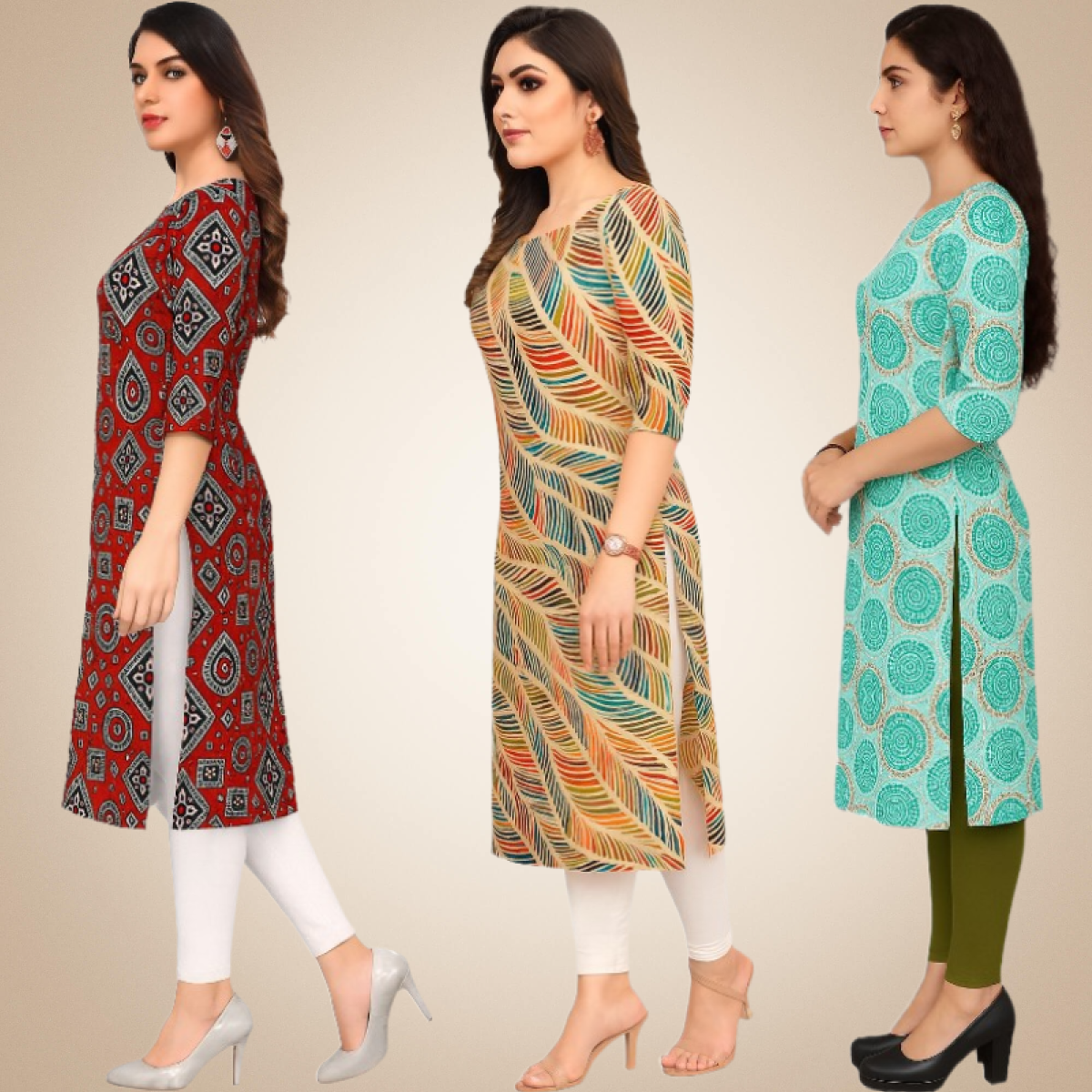 Excellent Printed Combo Kurtis (Pack of 3)