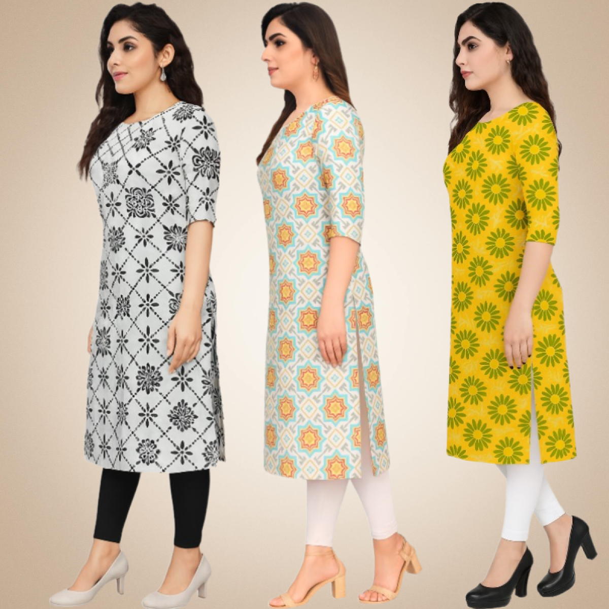 Dapper Printed Combo Kurtis (Pack of 3)