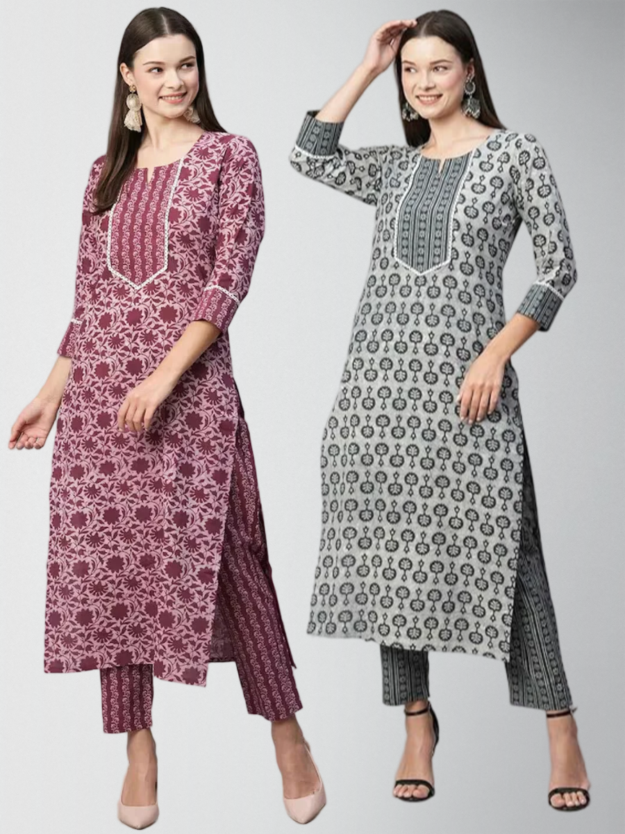 Fair Printed Kurta Set With Pant Pack Of 2