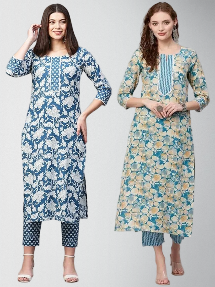 Wonderful Printed Kurta Set With Pant Pack Of 2