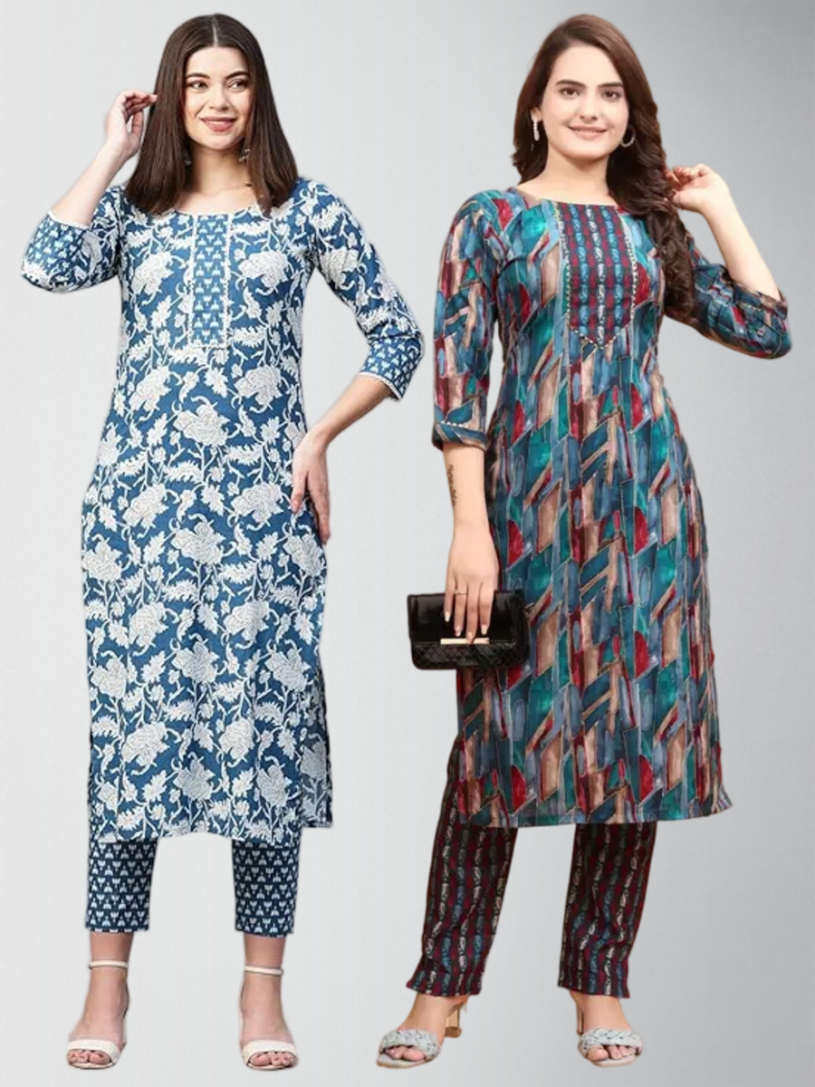 Foxy Printed Kurta Set With Pant Pack Of 2