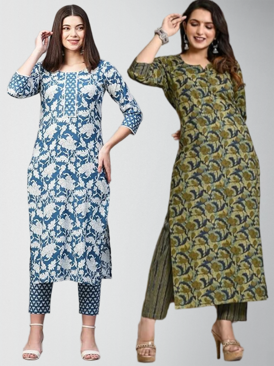 Angelic Printed Kurta Set With Pant Pack Of 2
