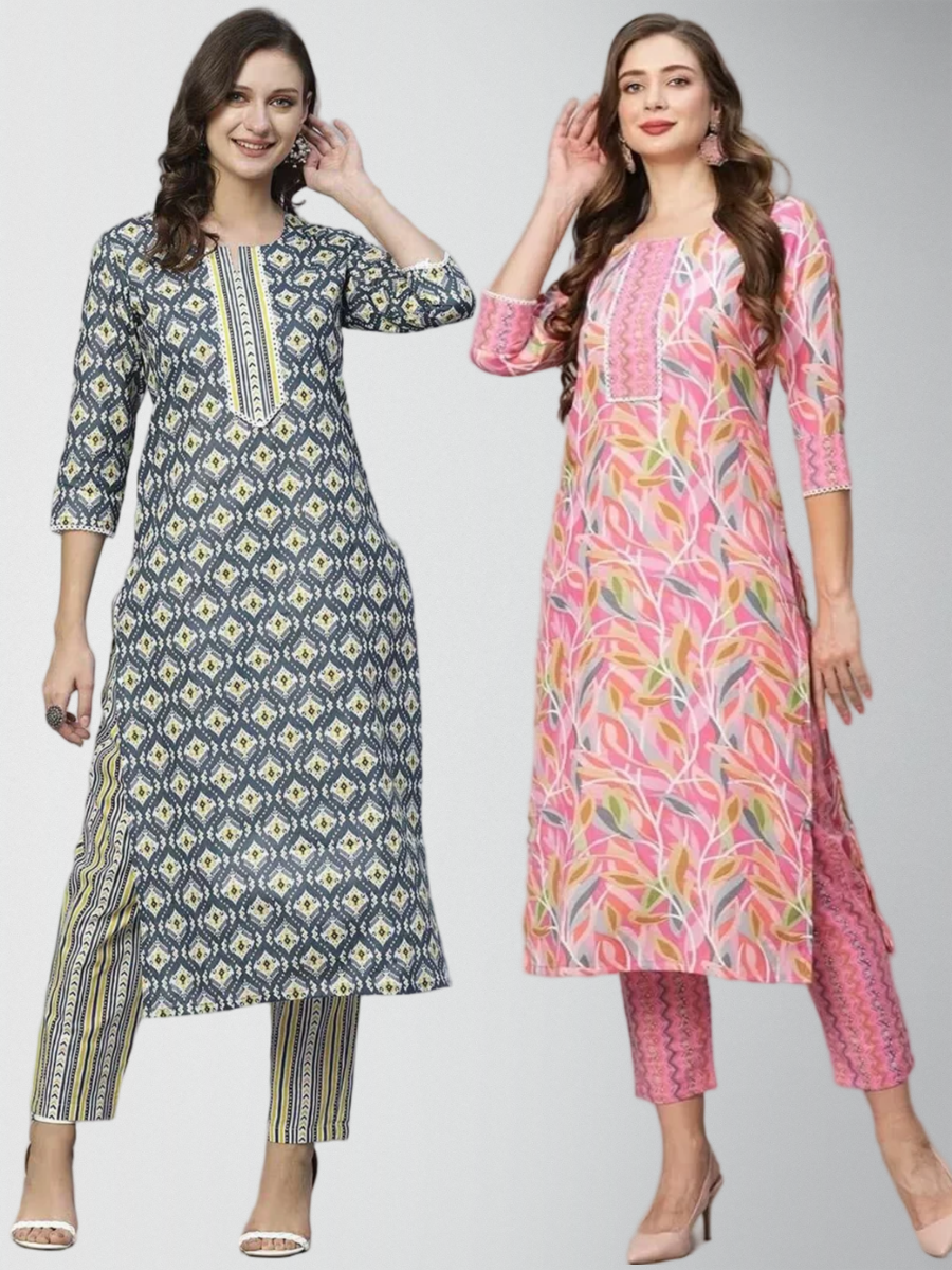 Prepossessing Printed Kurta Set With Pant Pack Of 2