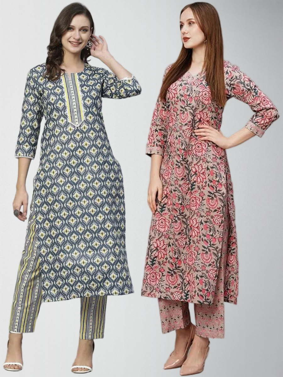 Taking Printed Kurta Set With Pant Pack Of 2