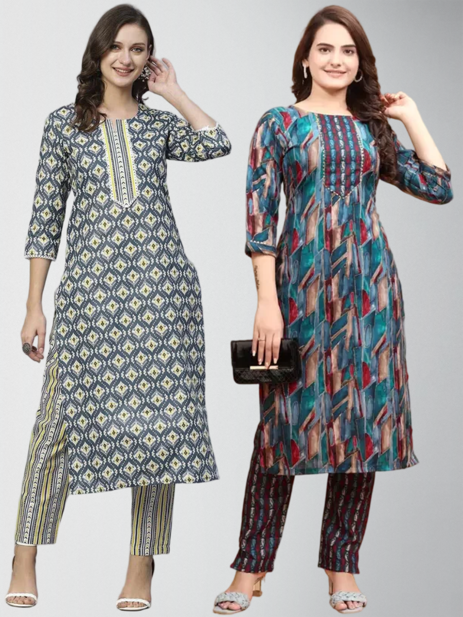 Celestial Printed Kurta Set With Pant Pack Of 2