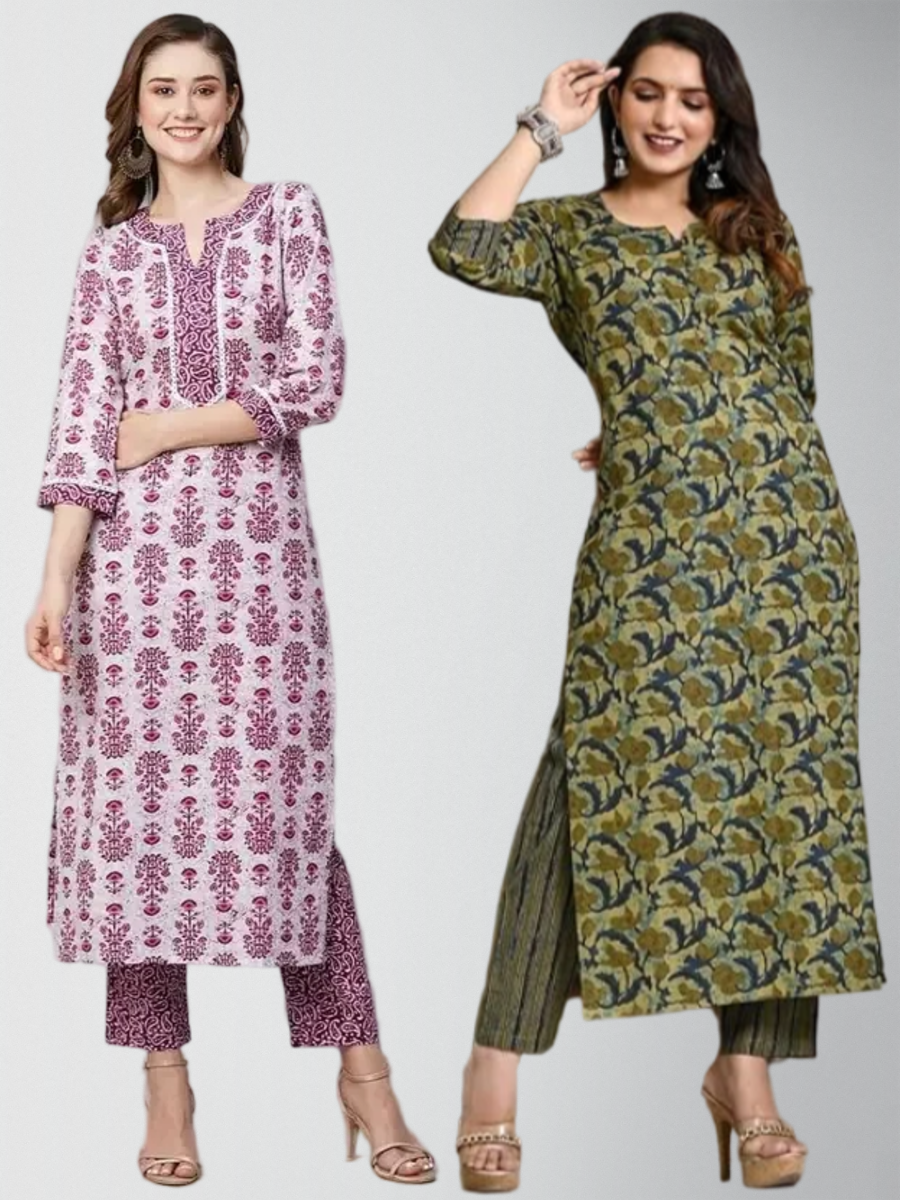 Adorning Printed Kurta Set With Pant Pack Of 2