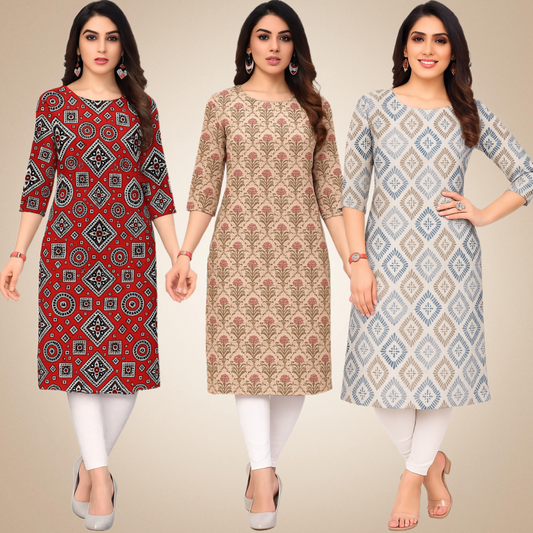 Alluring Printed Combo Kurtis (Pack of 3)