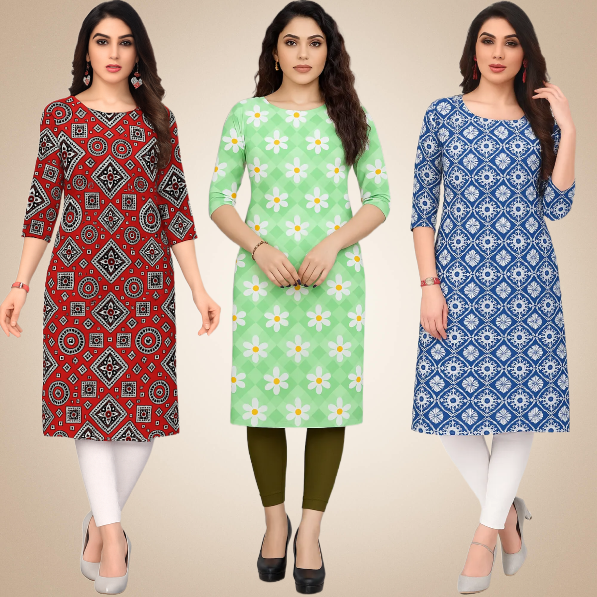 Stunning Printed Combo Kurtis (Pack of 3)