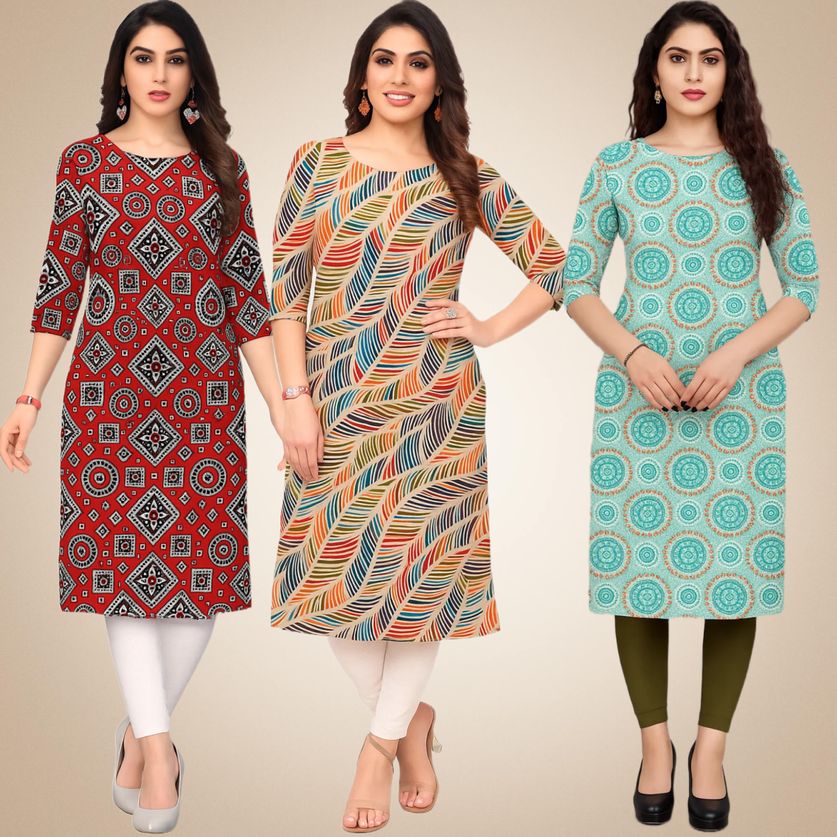 Excellent Printed Combo Kurtis (Pack of 3)