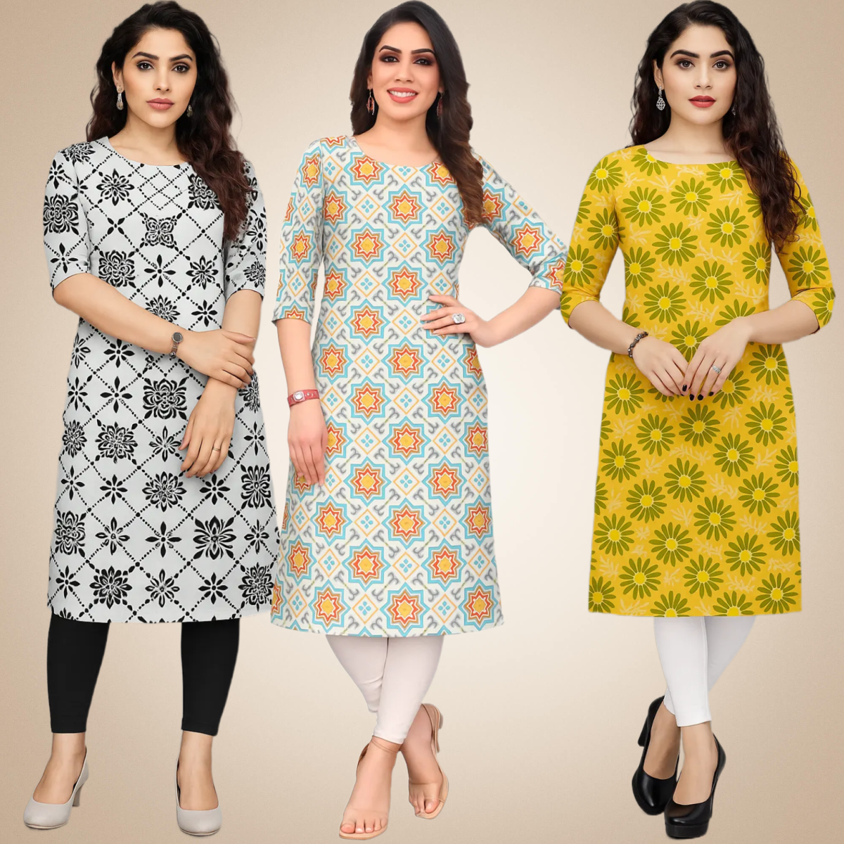 Dapper Printed Combo Kurtis (Pack of 3)