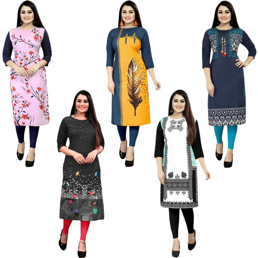 Alluring Printed Crepe Kurtis Combo Pack Of 5