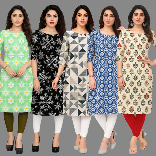 Superlative Women's Printed Kurtis Combo Pack Of 5
