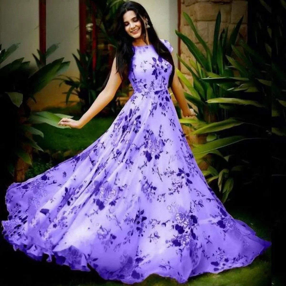 Beautiful Purple Color Printed Dress