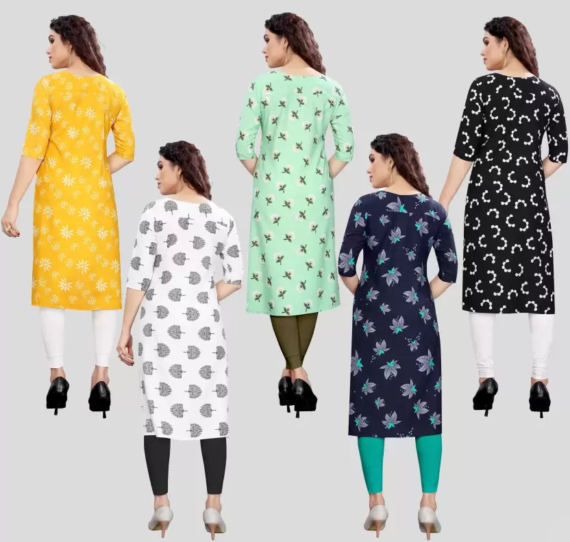 Elegant Printed Crepe Kurtis Combo Pack Of 5