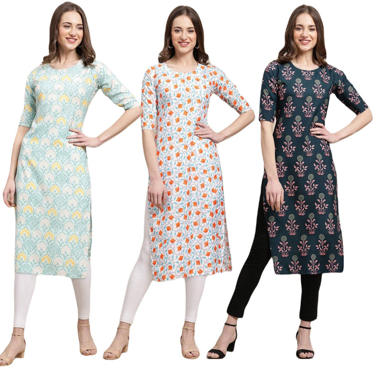 Elegant Printed Combo Kurtis (Pack Of 3)