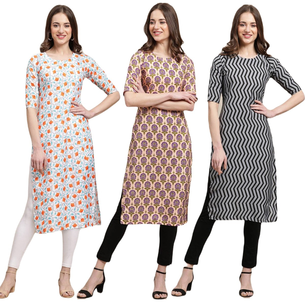 Stylish Printed Combo Kurtis (Pack Of 3)