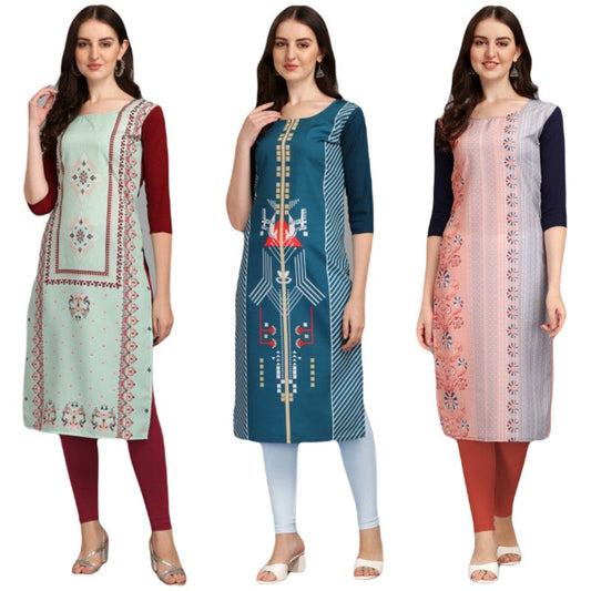 Uperb  Printed Combo Kurtis (Pack of 3)