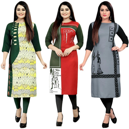 Graceful Printed Combo Kurtis (Pack of 3)